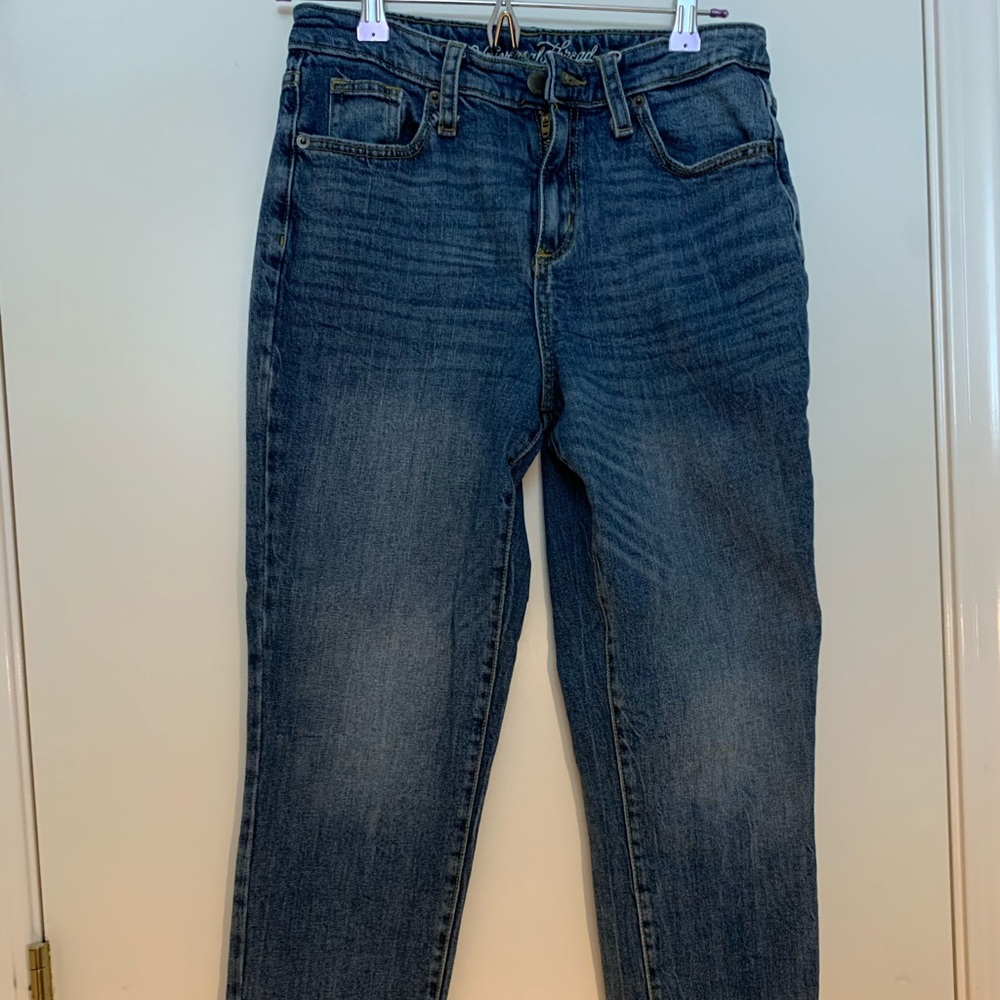 Vintage Wash High Waisted Cropped Straight Jeans